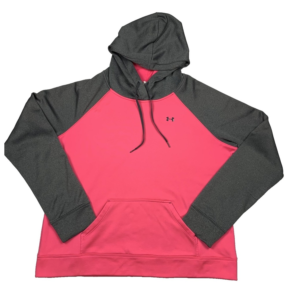 Under‎ Armour ColdGear Hoodie Womens XL Pink Gray Athletic Pullover Gym Training